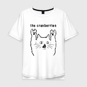 Мужская футболка хлопок Oversize с принтом The Cranberries   rock cat в Санкт-Петербурге, 100% хлопок | свободный крой, круглый ворот, “спинка” длиннее передней части | 