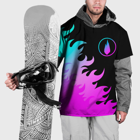Накидка на куртку 3D с принтом Thousand Foot Krutch неоновый огонь в Курске, 100% полиэстер |  | Тематика изображения на принте: 