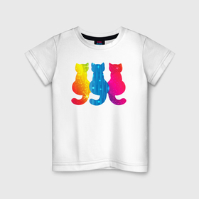 Детская футболка хлопок с принтом Силуэт звездных котят , 100% хлопок | круглый вырез горловины, полуприлегающий силуэт, длина до линии бедер | Тематика изображения на принте: 
