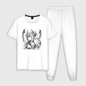 Мужская пижама хлопок с принтом Валькирия аниме в Курске, 100% хлопок | брюки и футболка прямого кроя, без карманов, на брюках мягкая резинка на поясе и по низу штанин
 | 