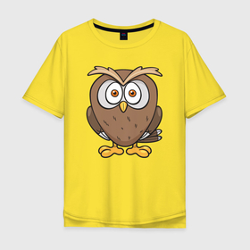 Мужская футболка хлопок Oversize с принтом Милая сова в Курске, 100% хлопок | свободный крой, круглый ворот, “спинка” длиннее передней части | 