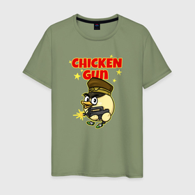 Мужская футболка хлопок с принтом Chicken Gun   игра в Тюмени, 100% хлопок | прямой крой, круглый вырез горловины, длина до линии бедер, слегка спущенное плечо. | Тематика изображения на принте: 