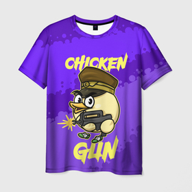 Мужская футболка 3D с принтом Чикен Ган   цыпленок в Екатеринбурге, 100% полиэфир | прямой крой, круглый вырез горловины, длина до линии бедер | 