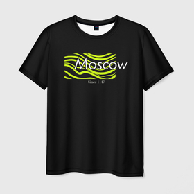 Мужская футболка 3D с принтом Moscow since 1147 в Белгороде, 100% полиэфир | прямой крой, круглый вырез горловины, длина до линии бедер | Тематика изображения на принте: 