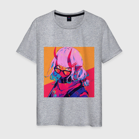 Мужская футболка хлопок с принтом Девушка демон в очках в Санкт-Петербурге, 100% хлопок | прямой крой, круглый вырез горловины, длина до линии бедер, слегка спущенное плечо. | 