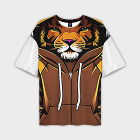 Мужская футболка oversize 3D с принтом Тигр неформал в Санкт-Петербурге,  |  | Тематика изображения на принте: 