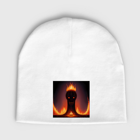Мужская шапка демисезонная с принтом Тотем в форме черепа в огне ,  |  | Тематика изображения на принте: 