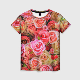 Женская футболка 3D с принтом Многогранность цветов в Кировске, 100% полиэфир ( синтетическое хлопкоподобное полотно) | прямой крой, круглый вырез горловины, длина до линии бедер | 