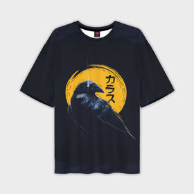 Мужская футболка oversize 3D с принтом Raven and moon в Новосибирске,  |  | 