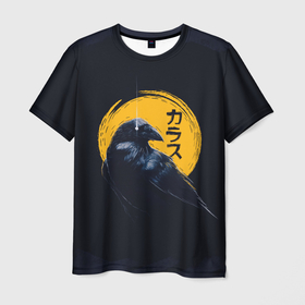 Мужская футболка 3D с принтом Raven and moon в Новосибирске, 100% полиэфир | прямой крой, круглый вырез горловины, длина до линии бедер | 