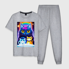 Мужская пижама хлопок с принтом Три кота магических , 100% хлопок | брюки и футболка прямого кроя, без карманов, на брюках мягкая резинка на поясе и по низу штанин
 | 