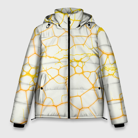 Мужская зимняя куртка 3D с принтом Жёлтые разломы в Тюмени, верх — 100% полиэстер; подкладка — 100% полиэстер; утеплитель — 100% полиэстер | длина ниже бедра, свободный силуэт Оверсайз. Есть воротник-стойка, отстегивающийся капюшон и ветрозащитная планка. 

Боковые карманы с листочкой на кнопках и внутренний карман на молнии. | 