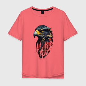 Мужская футболка хлопок Oversize с принтом Беркут хищная птица в Белгороде, 100% хлопок | свободный крой, круглый ворот, “спинка” длиннее передней части | 