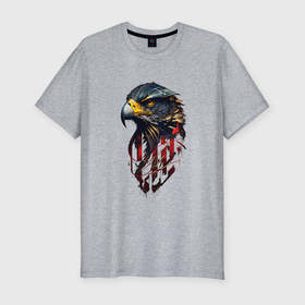 Мужская футболка хлопок Slim с принтом Беркут хищная птица в Кировске, 92% хлопок, 8% лайкра | приталенный силуэт, круглый вырез ворота, длина до линии бедра, короткий рукав | 
