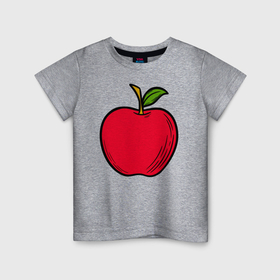 Детская футболка хлопок с принтом Спелое красное яблоко в Екатеринбурге, 100% хлопок | круглый вырез горловины, полуприлегающий силуэт, длина до линии бедер | 