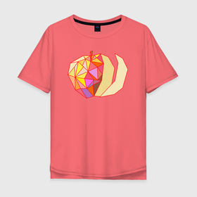 Мужская футболка хлопок Oversize с принтом Геометрическое яблоко в Курске, 100% хлопок | свободный крой, круглый ворот, “спинка” длиннее передней части | 