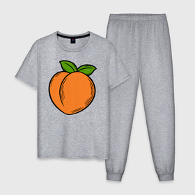 Мужская пижама хлопок с принтом Спелый персик в Белгороде, 100% хлопок | брюки и футболка прямого кроя, без карманов, на брюках мягкая резинка на поясе и по низу штанин
 | 