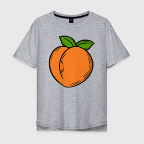 Мужская футболка хлопок Oversize с принтом Спелый персик в Новосибирске, 100% хлопок | свободный крой, круглый ворот, “спинка” длиннее передней части | 