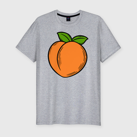 Мужская футболка хлопок Slim с принтом Спелый персик в Белгороде, 92% хлопок, 8% лайкра | приталенный силуэт, круглый вырез ворота, длина до линии бедра, короткий рукав | 