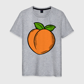 Мужская футболка хлопок с принтом Спелый персик в Белгороде, 100% хлопок | прямой крой, круглый вырез горловины, длина до линии бедер, слегка спущенное плечо. | 