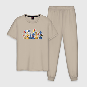 Мужская пижама хлопок с принтом Шахматный парад 1 мая в Курске, 100% хлопок | брюки и футболка прямого кроя, без карманов, на брюках мягкая резинка на поясе и по низу штанин
 | 