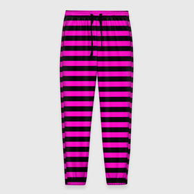 Мужские брюки 3D с принтом Черно розовые Эмо полосы в Тюмени, 100% полиэстер | манжеты по низу, эластичный пояс регулируется шнурком, по бокам два кармана без застежек, внутренняя часть кармана из мелкой сетки | 