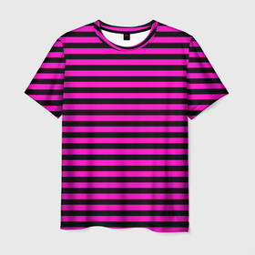 Мужская футболка 3D с принтом Черно розовые Эмо полосы в Тюмени, 100% полиэфир | прямой крой, круглый вырез горловины, длина до линии бедер | 
