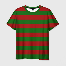 Мужская футболка 3D с принтом Красно зеленые полоски в Белгороде, 100% полиэфир | прямой крой, круглый вырез горловины, длина до линии бедер | 