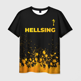 Мужская футболка 3D с принтом Hellsing   gold gradient: символ сверху в Тюмени, 100% полиэфир | прямой крой, круглый вырез горловины, длина до линии бедер | 