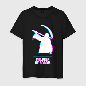 Мужская футболка хлопок с принтом Children of Bodom glitch rock , 100% хлопок | прямой крой, круглый вырез горловины, длина до линии бедер, слегка спущенное плечо. | Тематика изображения на принте: 