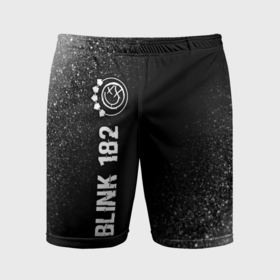 Мужские шорты спортивные с принтом Blink 182 glitch на темном фоне: по вертикали ,  |  | 