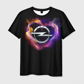 Мужская футболка 3D с принтом С логотипом Опель в Кировске, 100% полиэфир | прямой крой, круглый вырез горловины, длина до линии бедер | 