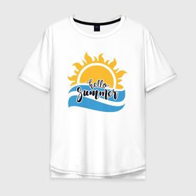 Мужская футболка хлопок Oversize с принтом Привет, лето в Курске, 100% хлопок | свободный крой, круглый ворот, “спинка” длиннее передней части | 