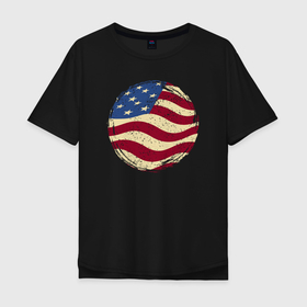 Мужская футболка хлопок Oversize с принтом Flag USA , 100% хлопок | свободный крой, круглый ворот, “спинка” длиннее передней части | Тематика изображения на принте: 