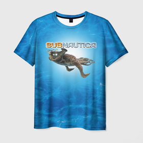 Мужская футболка 3D с принтом Subnautica приключение , 100% полиэфир | прямой крой, круглый вырез горловины, длина до линии бедер | 