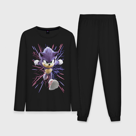 Мужская пижама с лонгсливом хлопок с принтом Sonic is running в Курске,  |  | Тематика изображения на принте: 