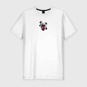 Мужская футболка хлопок Slim с принтом Увядшее сердце : безответная любовь в Курске, 92% хлопок, 8% лайкра | приталенный силуэт, круглый вырез ворота, длина до линии бедра, короткий рукав | 