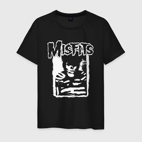 Мужская футболка хлопок с принтом Misfits skeletor , 100% хлопок | прямой крой, круглый вырез горловины, длина до линии бедер, слегка спущенное плечо. | Тематика изображения на принте: 