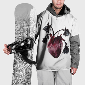 Накидка на куртку 3D с принтом Увядшее сердце: поникнувшие розы в Петрозаводске, 100% полиэстер |  | 