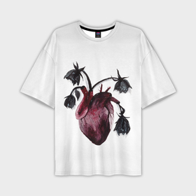 Мужская футболка oversize 3D с принтом Увядшее сердце: поникнувшие розы ,  |  | 