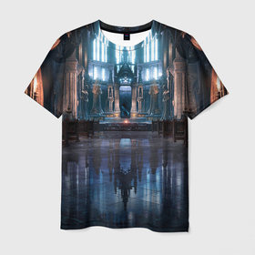 Мужская футболка 3D с принтом Dark Souls III   Зал в Екатеринбурге, 100% полиэфир | прямой крой, круглый вырез горловины, длина до линии бедер | Тематика изображения на принте: 