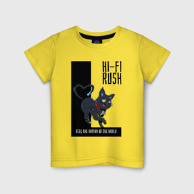 Детская футболка хлопок с принтом Котик из Hi Fi Rush в Екатеринбурге, 100% хлопок | круглый вырез горловины, полуприлегающий силуэт, длина до линии бедер | Тематика изображения на принте: 