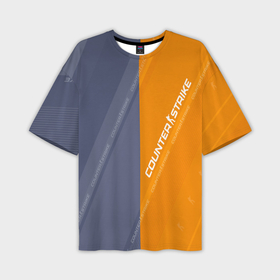 Мужская футболка oversize 3D с принтом Counter Strike 2 Blue Orange Pattern в Курске,  |  | 