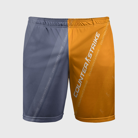 Мужские шорты спортивные с принтом Counter Strike 2 Blue Orange Pattern в Петрозаводске,  |  | 