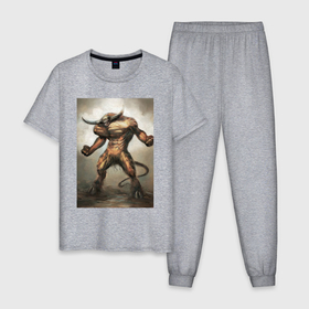 Мужская пижама хлопок с принтом Телец фантастика в Тюмени, 100% хлопок | брюки и футболка прямого кроя, без карманов, на брюках мягкая резинка на поясе и по низу штанин
 | Тематика изображения на принте: 