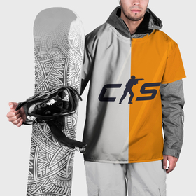 Накидка на куртку 3D с принтом Counter Strike 2 White Orange Stripes в Белгороде, 100% полиэстер |  | 