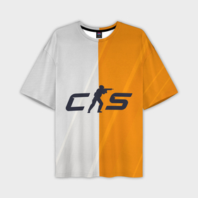 Мужская футболка oversize 3D с принтом Counter Strike 2 White Orange Stripes в Курске,  |  | Тематика изображения на принте: 