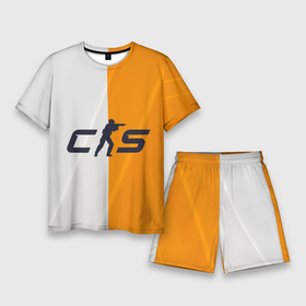 Мужской костюм с шортами 3D с принтом Counter Strike 2 White Orange Stripes в Кировске,  |  | 