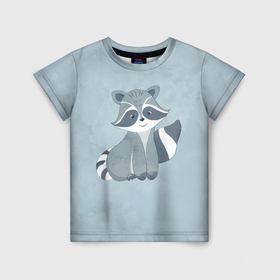 Детская футболка 3D с принтом Кроха енот в Тюмени, 100% гипоаллергенный полиэфир | прямой крой, круглый вырез горловины, длина до линии бедер, чуть спущенное плечо, ткань немного тянется | Тематика изображения на принте: 