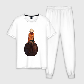 Мужская пижама хлопок с принтом Эшли из Resident evil в Тюмени, 100% хлопок | брюки и футболка прямого кроя, без карманов, на брюках мягкая резинка на поясе и по низу штанин
 | Тематика изображения на принте: 
